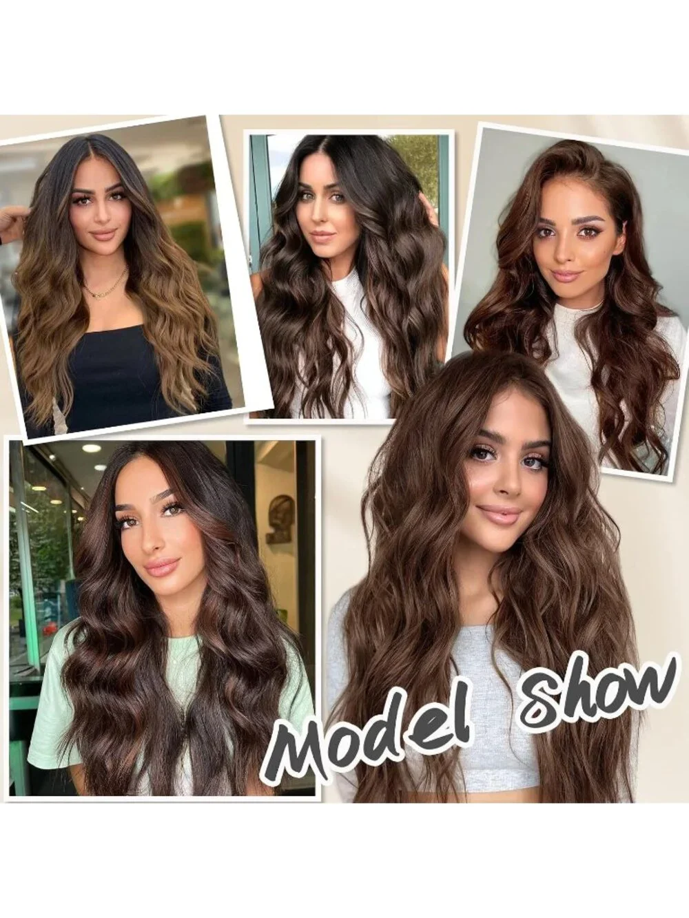 Women's Brown Ombre 26 Inch Natural Looking Heat Resistant Long Wavy Wigs